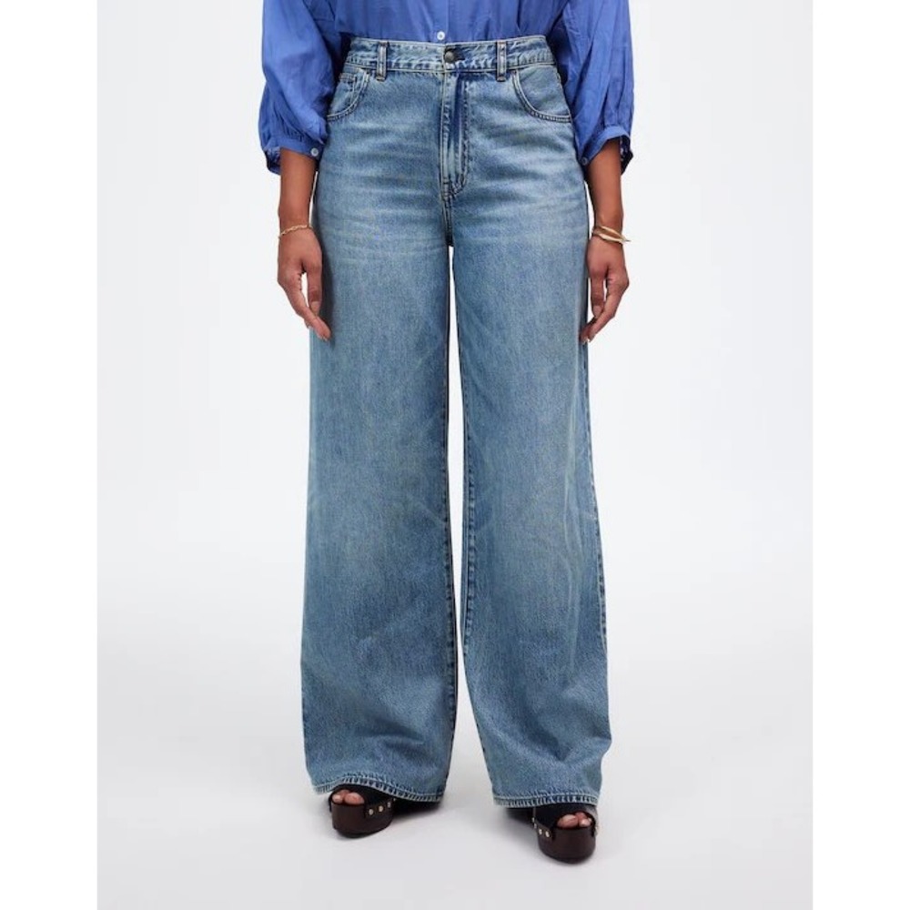 Madewell Superwide-Leg Jeans Light Wash Blue High Rise Denim Size 30